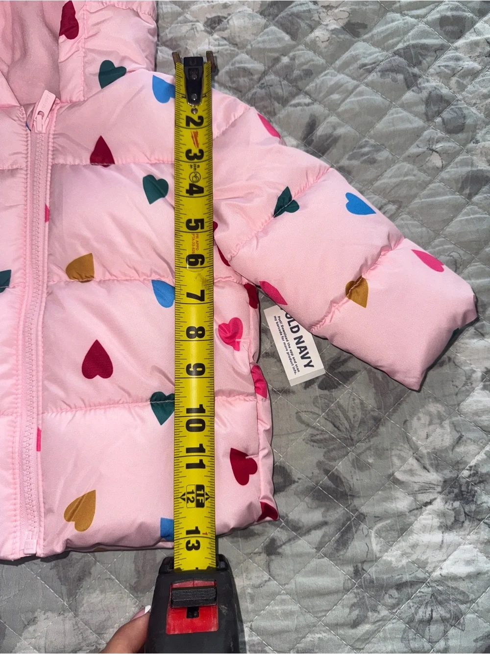 Old Navy Girls Pink Heart Puffer Jacket – Size 12-18 Months – NWT